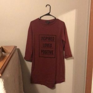 Maroon long sleeve tee shirt dress